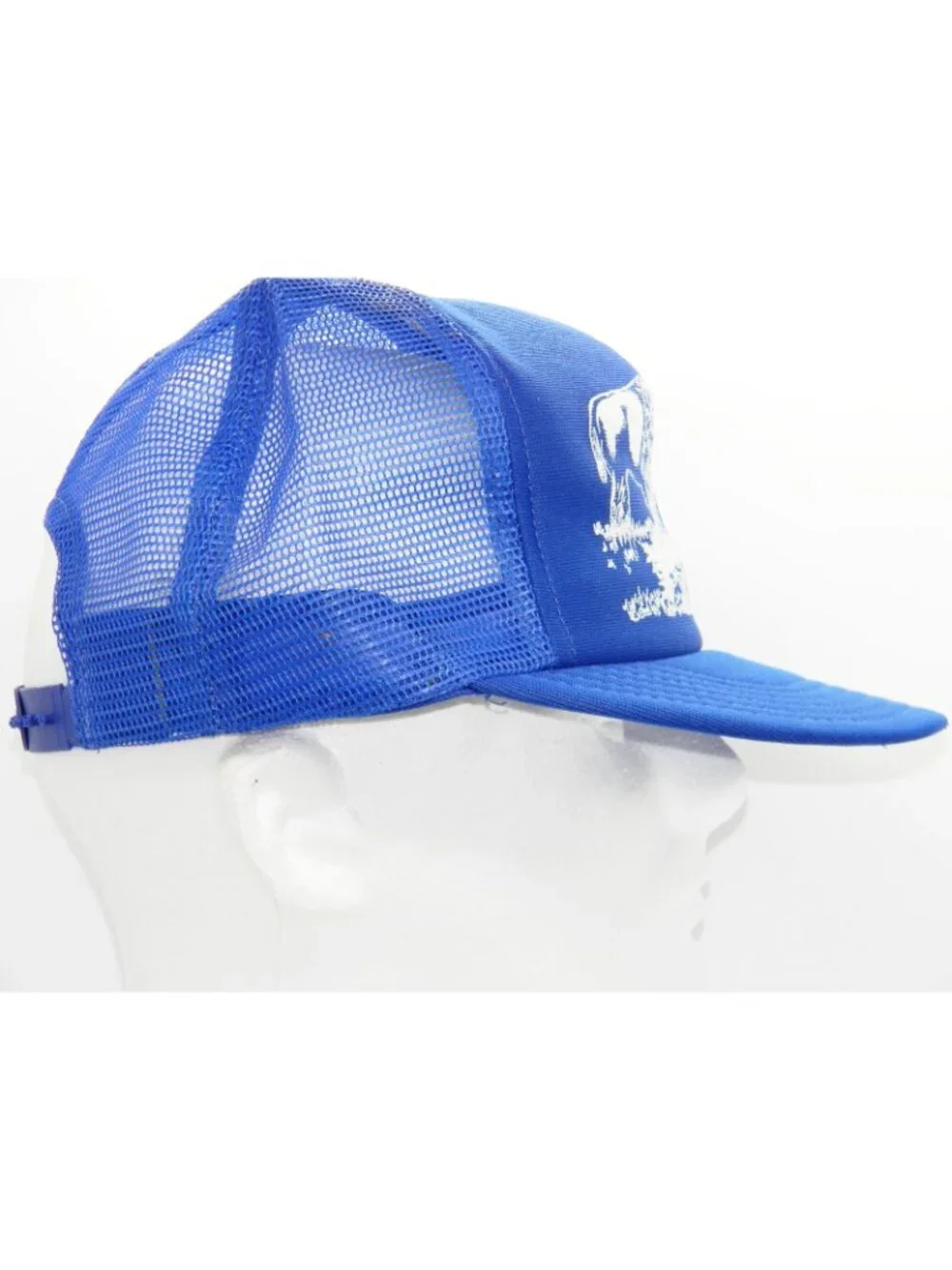 Vintage Wyoming Bison Trucker Hat Royal Blue Made in USA Mesh Snapback Cap